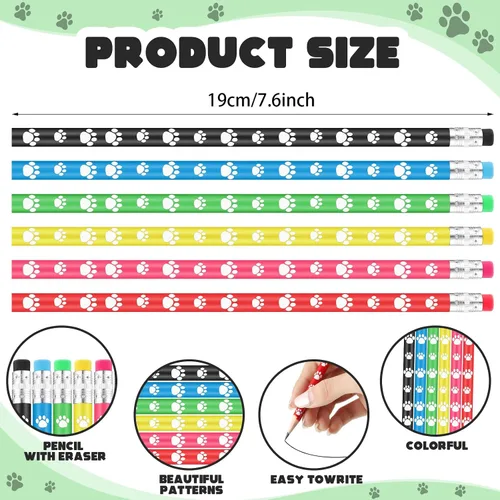 Vista 2 de Harloon Juego de 120 pulseras de goma con estampado de patas, juegos de lápices, regalos de regreso a clases, pulseras elásticas de silicona