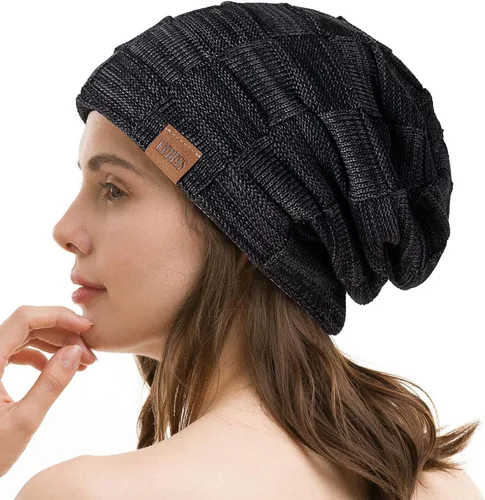 Vista 6 de REDESS Gorro para hombre y mujer, gorro de invierno cálido, gorro de punto holgado grueso