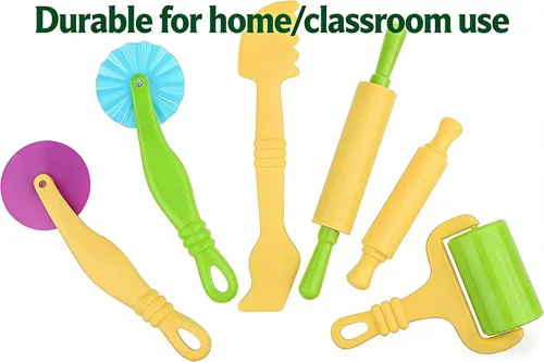 Vista 5 de Juego de herramientas de masa para niños de 6 piezas, accesorios coloridos y seguros para modelar para manos pequeñas