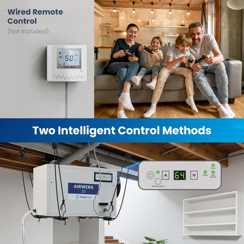 Vista 2 de BaseAire - Deshumidificador de espacio de arrastre, deshumidificadores de 113 pintas con manguera de drenaje para sótano, comercial, industrial