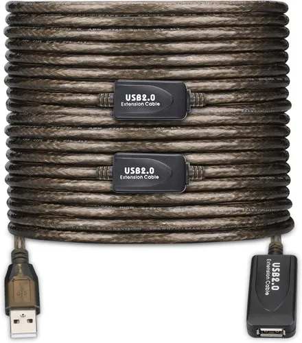 Vista 12 de Cable de extensión USB 2.0 tipo A macho a hembra repetidor activo de 50 pies, alta velocidad 480 Mbps Transparente negro