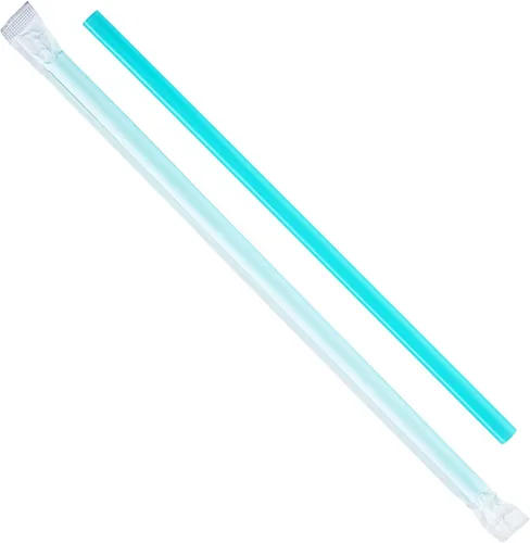 Vista 2 de Karat C9075(Aqua) Pajitas gigantes de 9 pulgadas (0.315 in) envueltas en papel - Aqua (caja de 2500)