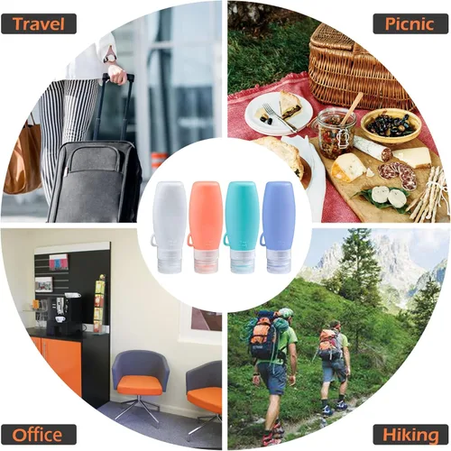 Vista 6 de Webake Botellas de aderezo de ensalada exprimibles de 3 onzas con cepillo de limpieza, paquete de 4 recipientes pequeños para aderezo para ensaladas