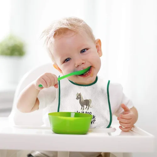 Vista 4 de Baberos para niños pequeños y bebés Paños para eructar Young Horse Too Soon Ask Pony signo de interrogación Blanco