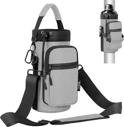 Vista 27 de Nuovoware Soporte para botella de agua con correa, 20-40 oz, negro carbón Negro (Charcoal Black)