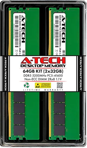 Vista 16 de A-Tech 8GB DDR5 4800MHz PC5-38400 CL40 UDIMM 1.1V sin ECC sin búfer DIMM 288-Pin PC de escritorio PC/computadora RAM módulo de actualización