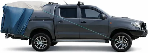 Truck Bed Tent for Caps– Fits Ford F-150, Chevy Silverado, Toyota Tundra, Tacoma (2005+), Tailgate ≥ 58" – Converts Truck with Cap into Camping Tent