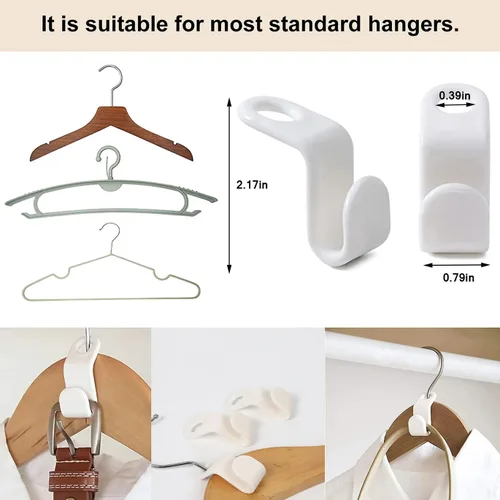 Vista 3 de 100 ganchos para colgar ropa, clips extensores de percha, ganchos en cascada, utilizados en perchas de armario, ahorro de espacio y armarios