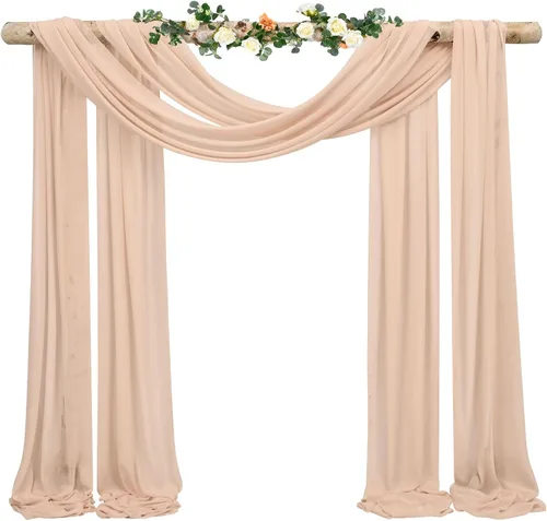 Vista 54 de Tela para Cubrir Arco de Boda, 4 Paneles 71 cm x 6,1 m Telas para Arco de Boda Azul Bebé para Ceremonia, Telas de Gasa para Decoración de Arco