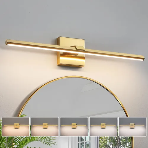 Vista 10 de Lámpara de Tocador de Baño Negra - Lámpara de Baño Moderna de 24 Pulgadas Sobre Espejo 18W 5CCT LED Regulable Barra de Luz de Tocador