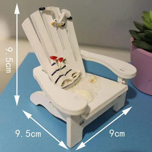 Vista 3 de Amosfun Mini silla de playa en miniatura, mini silla de playa de madera, muebles náuticos de casa de muñecas, decoración de playa náutica