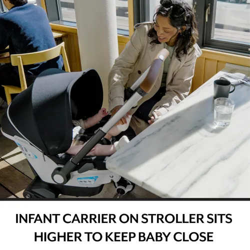 Vista 7 de Evenflo Gold Shyft DualRide con almacenamiento Carryall Combo de asiento infantil para automóvil y cochecito (negro ónix)