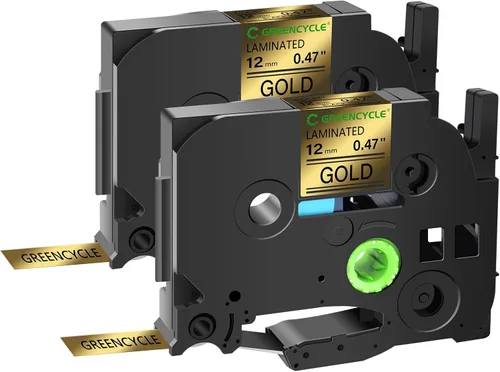 GREENCYCLE Cinta para etiquetadora Brother P-Touch TZe-831 TZ-831 de 0.472 in 0.47 laminada TZe TZ Gold Tape para PT-D210 PT-D600 PT-H110 PT-1230, 2