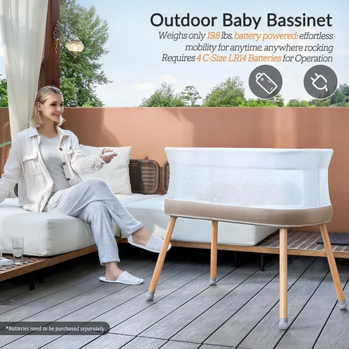 Vista 4 de VaVaSoo Cuna Mecedora Automática, Moisés Eléctrico para Bebé con Movimientos Mecedores Automáticos y Ruido Blanco Relajante, Cuna Junto a la Cama