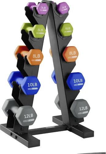 Vista 22 de HolaHatha 1, 2 and 3 lb Neoprene Dumbbell Strength Training Weight Set with Rack