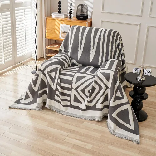 Vista 36 de VClife - Funda para sofá de 2 plazas o modular, de felpilla, lavable, apta para mascotas y perros, protectora, con borlas, azul, 71 x 118 pulgadas