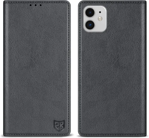 Vista 25 de ZZXX Funda tipo cartera para iPhone 11 Pro Max con bloqueo RFID, soporte de ranura para tarjetas, funda protectora de cuero magnético fuerte