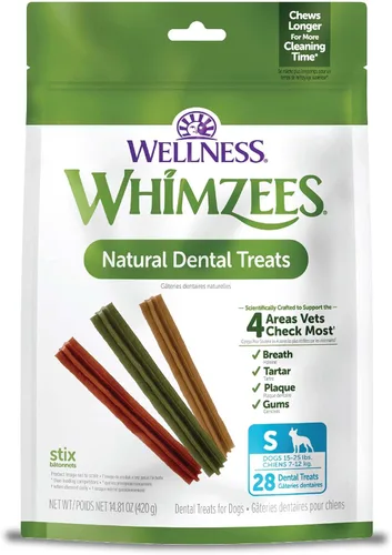 Vista 16 de WHIMZEES by Wellness Stix - Masticables dentales naturales para perros, golosinas de larga duración, sin granos, refresca el aliento, raza extra
