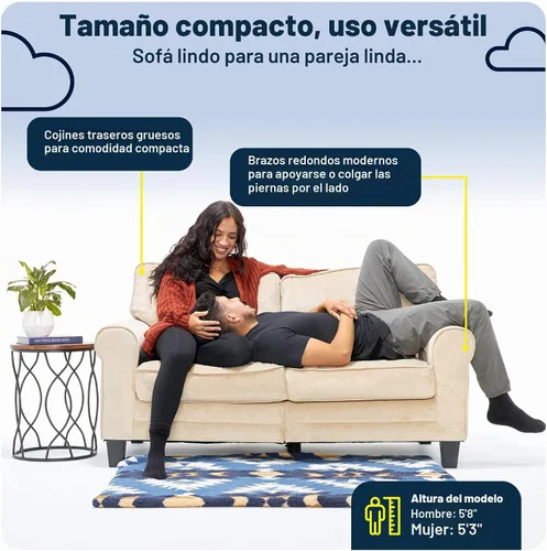 Vista 7 de Serta Copenhagen - Sofá de brazo redondeado de 61 pulgadas, poliéster de fácil cuidado, respaldo de cojín suave, cojines de asiento con resortes