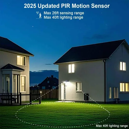 Vista 5 de Luces solares de movimiento al aire libre, reflector solar, modo de sensor de movimiento, luces de seguridad del atardecer al amanecer, focos