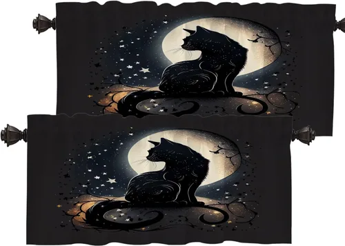 Vista 52 de Batmerry American Flag Ink Dot Tier Curtains, Red Blue White Stars Abstract Window Treatment Short Kitchen Curtain Multilayer Polyester Blackout for