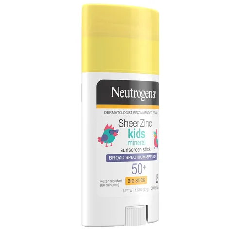 Vista 6 de Neutrogena Sheer Zinc - Barra de protector solar para niños, amplio espectro SPF 50 para cara y cuerpo, fórmula mineral hipoalergénica, resistente
