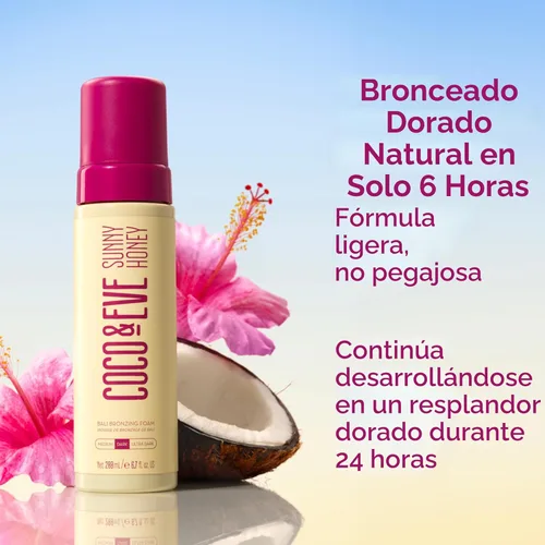 Vista 2 de Coco & Eve Sunny Honey Bali Bronzing Self Tanner Mousse Loción bronceadora sin sol natural (muy oscura), loción autobronceadora instantánea