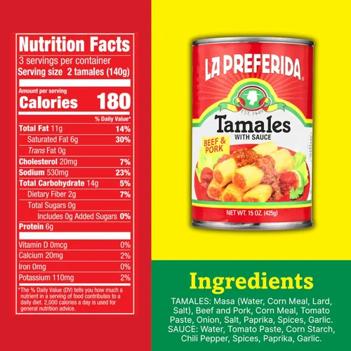 Vista 2 de La Preferida Tamales de carne de res, 15 onzas (paquete de 24)
