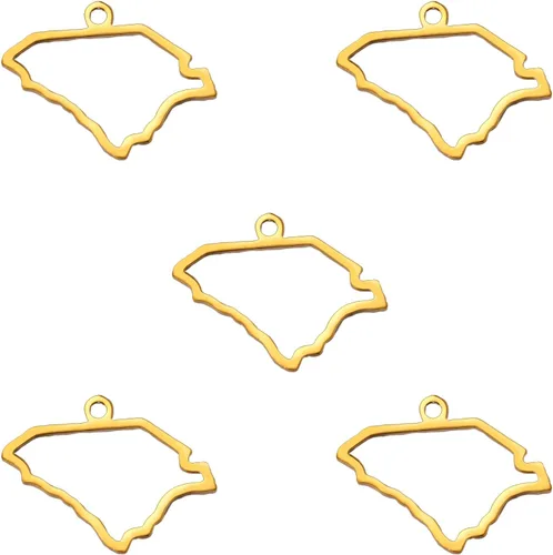 Vista 12 de kkjoy 5 piezas de dijes de mapas de continentes huecos de EE. UU. con colgante para hacer joyas y manualidades, accesorios de mini dijes de acero