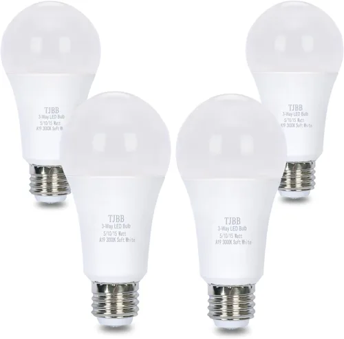 Paquete de 4 bombillas LED de 3 vías de 50 100 150 vatios equivalentes, blanco suave 3000K, bombillas de tres vías de 5/10/15W, base A19 E26, 700