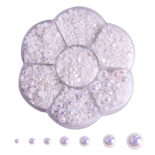 Vista 14 de 5800 piezas de medias perlas para manualidades, perlas de espalda plana para hacer obras de arte, accesorios de diamantes de imitación de bricolaje