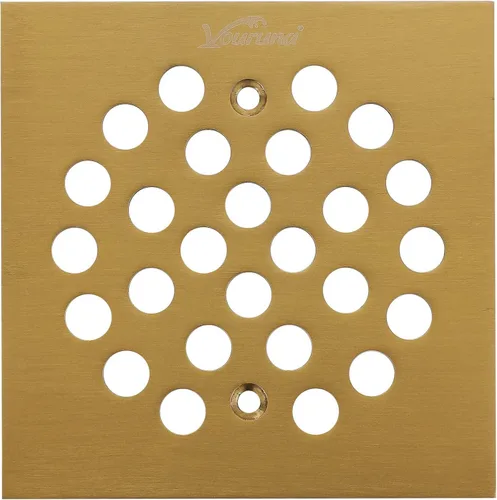 Vista 14 de Cubierta cuadrada de drenaje de ducha atornillada de 4-1/4 pulgadas, rejilla cuadrada de repuesto, níquel cepillado, oro cepillado, bronce aceitado