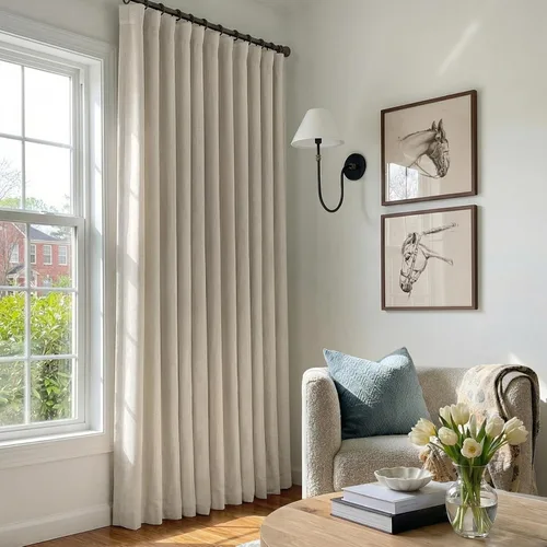 Vista 3 de INOVADAY Cortinas térmicas para puerta corredera 100% opacas para dormitorio, cortinas de puerta corrediza de vidrio extra anchas para patio, lino