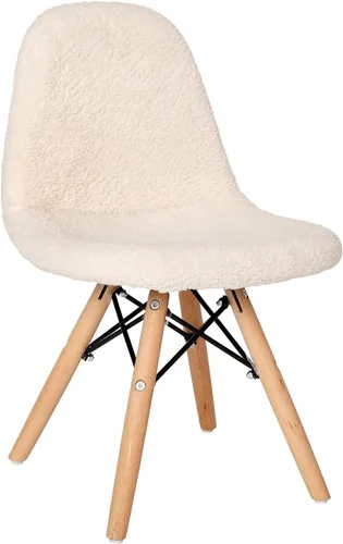 Flash Furniture Zula - Silla moderna acolchada de piel de oveja sintética para niños, tapizado acolchado de piel de oveja sintética color blanco