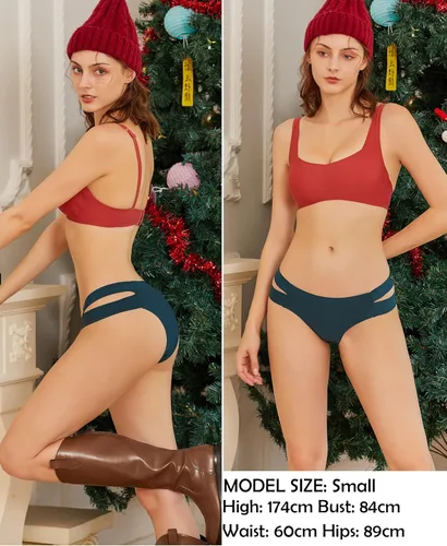 Vista 4 de Knowyou Ropa interior sin costuras para mujer, sexy, sexy, de corte alto, hipster, elástica, linda, para mujer
