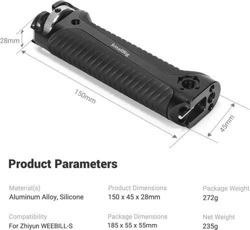 Vista 3 de SmallRig Handle Grip Handgrip for Zhiyun-Tech WEEBILL-S Gimbal with Cold Shoe Mount Built-in Wrench, Multiple Threaded Holes - BSS2636C