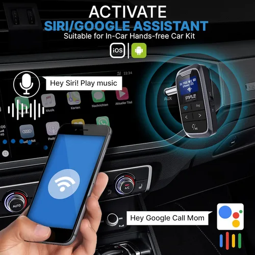 Vista 3 de Pyle Receptor transmisor de transmisión Bluetooth inalámbrico, adaptador de audio 2 en 1 para electrodomésticos, automóviles y otros usos, pantalla