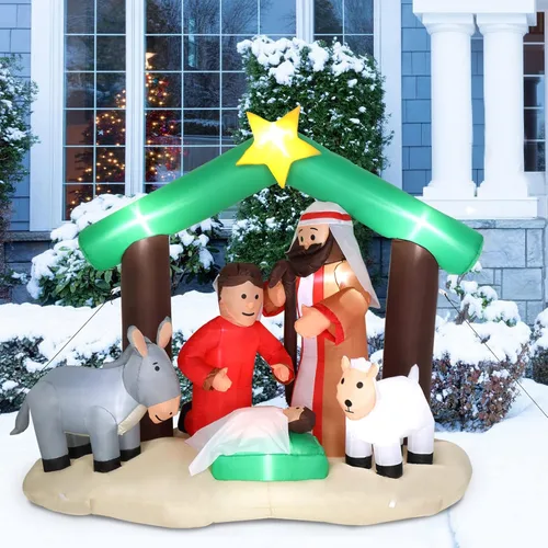 Decoración inflable de Navidad de 6 pies con luces LED para decoración de Navidad en interiores y exteriores, patio, jardín