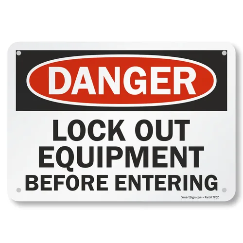 Vista 2 de SmartSign Letrero "Peligro - Bloquea el equipo antes de entrar" Aluminio reflectante 3M de 10" x 14