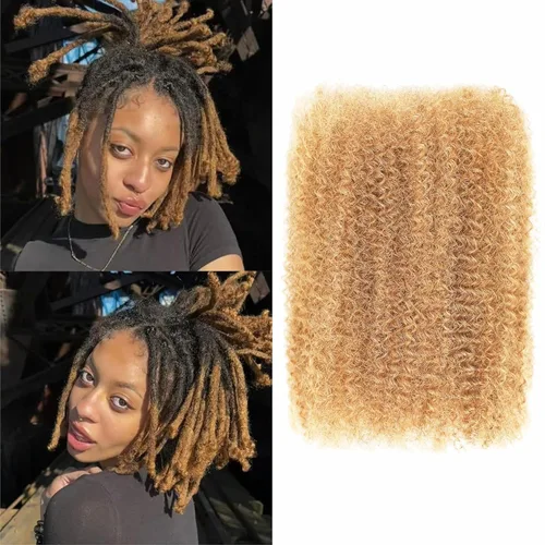Vista 11 de Cabello humano afro rizado a granel de 8-28 pulgadas afro rizado a granel 100% cabello humano para extensiones de rastas reparar loc hacer trenzas 1