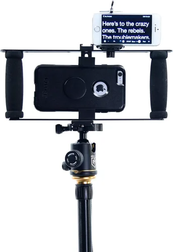 Vista 6 de Glide Gear DM100 Soporte de adaptador de teléfono inteligente profesional de metal para iPhone Soporte de adaptador de teleprompter de video Shooter