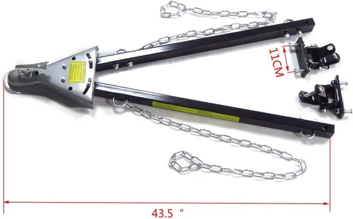 Vista 3 de Barra de remolque ajustable negra con soporte de parachoques de 5000 libras con cadenas RV Car Truck compatible con el sistema Jeep
