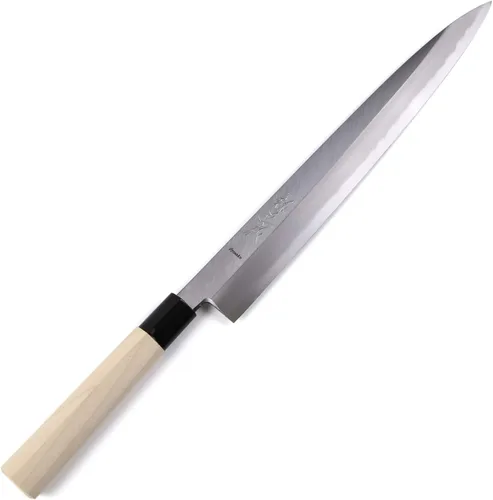 Cuchillo de chef japonés para sushi sashimi Kigami (acero amarillo) - No.2 mango de madera de magnolia en forma de D, Yanagiba 11.8 pulgadas (11.811