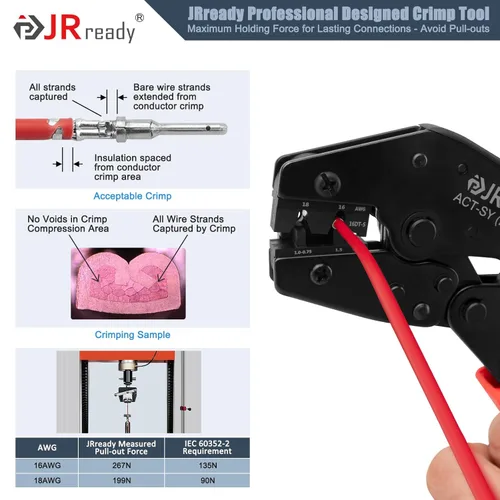 Vista 5 de JRready Kit de conectores Deutsch de 509 piezas – Conector de 2 3 4 6 8 12 pines con herramienta de crimpado Deutsch, tamaño 16 contactos estampados