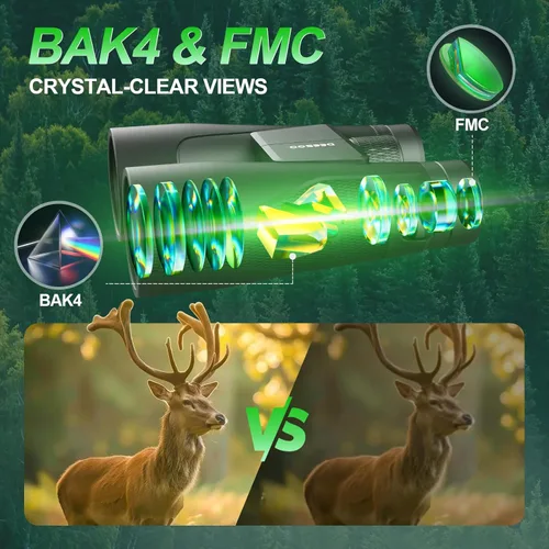 Vista 4 de Binoculares de 15 x 56 para adultos de alta potencia, prismáticos deesoo de fácil enfoque con visión clara de poca luz, prisma BAK4 binocular