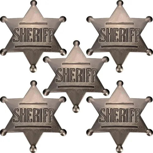 5 piezas de insignia de sheriff insignia de juguete insignia de metal de sheriff del viejo oeste de vaquero insignia de utilería insignia de
