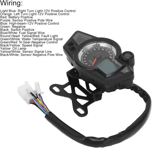 Vista 3 de KIMISS Velocímetro y tacómetro para motocicleta, universal para 1/2/4 cilindros ATV UTV, DC 12V medidor de velocidad digital con retroiluminación