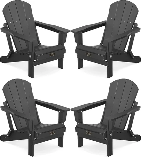 Vista 101 de SERWALL - Silla plegable Adirondack para patio, jardín, exterior, resistente a la intemperie, sillas para hoguera, color naranja