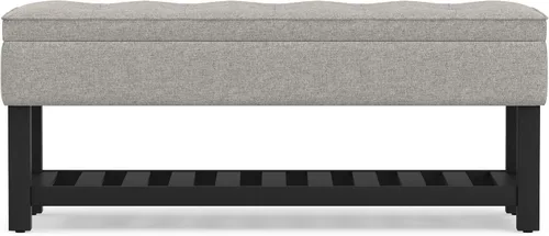 Vista 6 de SIMPLIHOME Cosmopolitan - Otomana rectangular con aspecto de lino de 44 Cloud gris