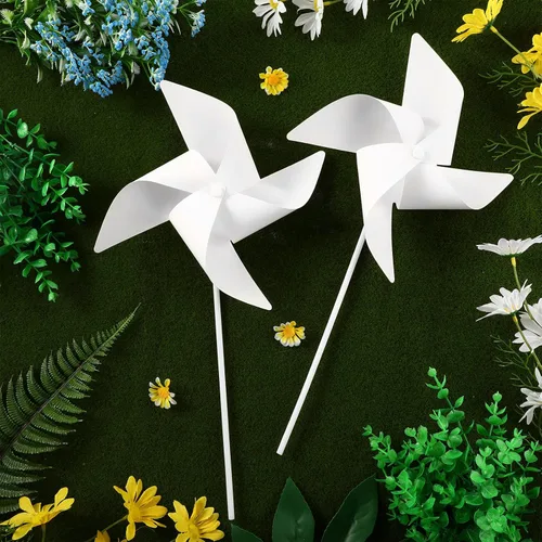 Vista 3 de Chalyna 24 piezas de molinetes de papel para bricolaje, kits de manualidades a granel, molinetes de papel blanco en blanco para actividades grupales